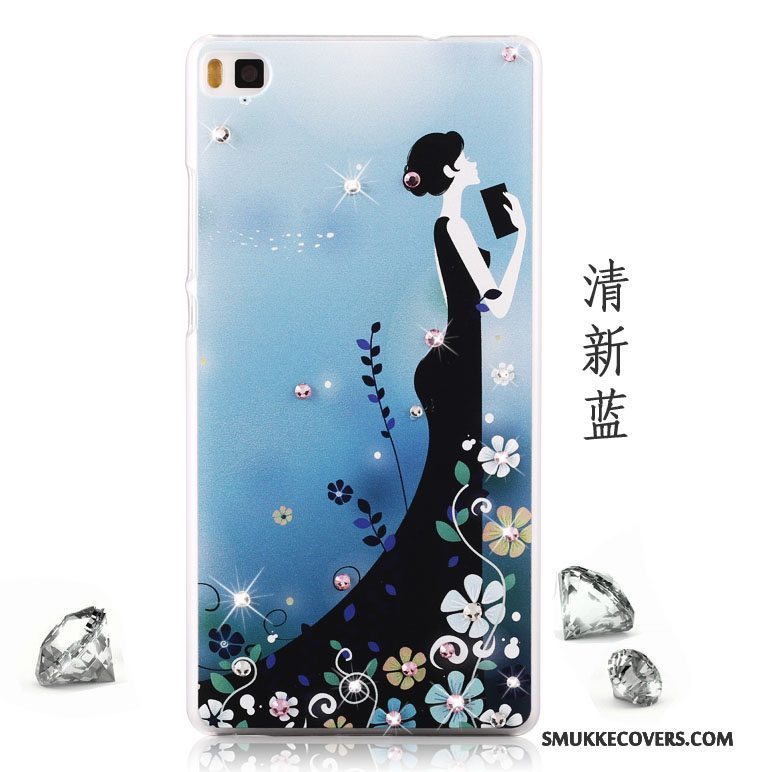 Etui Huawei P8 Lite Strass Rød Ungdom, Cover Huawei P8 Lite Malet Telefon