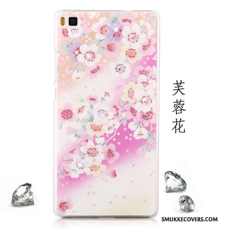 Etui Huawei P8 Lite Strass Rød Ungdom, Cover Huawei P8 Lite Malet Telefon