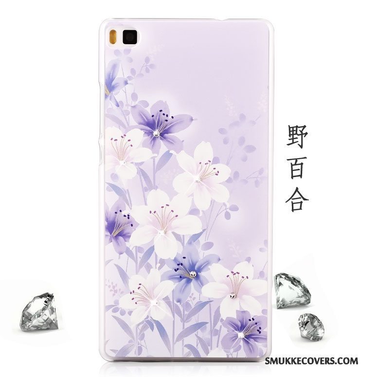 Etui Huawei P8 Lite Strass Rød Ungdom, Cover Huawei P8 Lite Malet Telefon