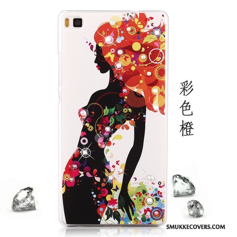 Etui Huawei P8 Lite Strass Rød Ungdom, Cover Huawei P8 Lite Malet Telefon