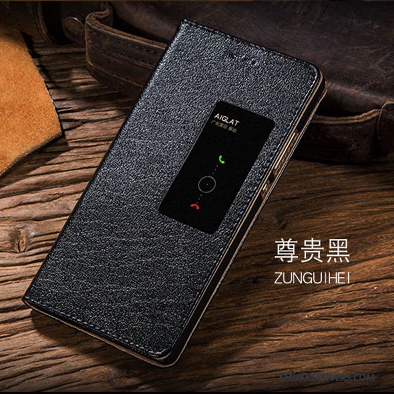 Etui Huawei P8 Læder Høj Telefon, Cover Huawei P8 Beskyttelse Tynd Sort