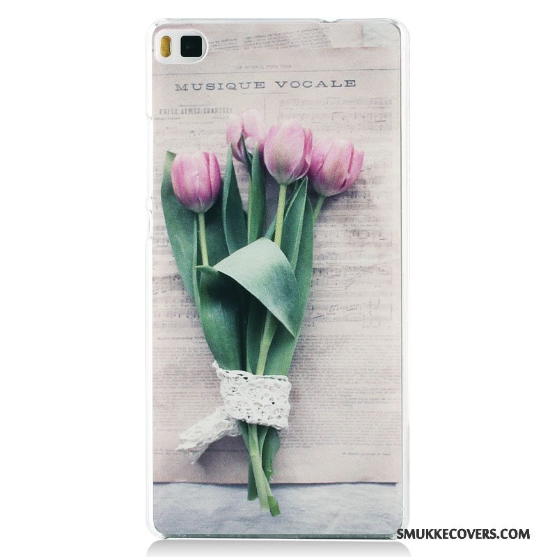 Etui Huawei P8 Malet Lyserød Tynd, Cover Huawei P8 Beskyttelse Trend Nubuck