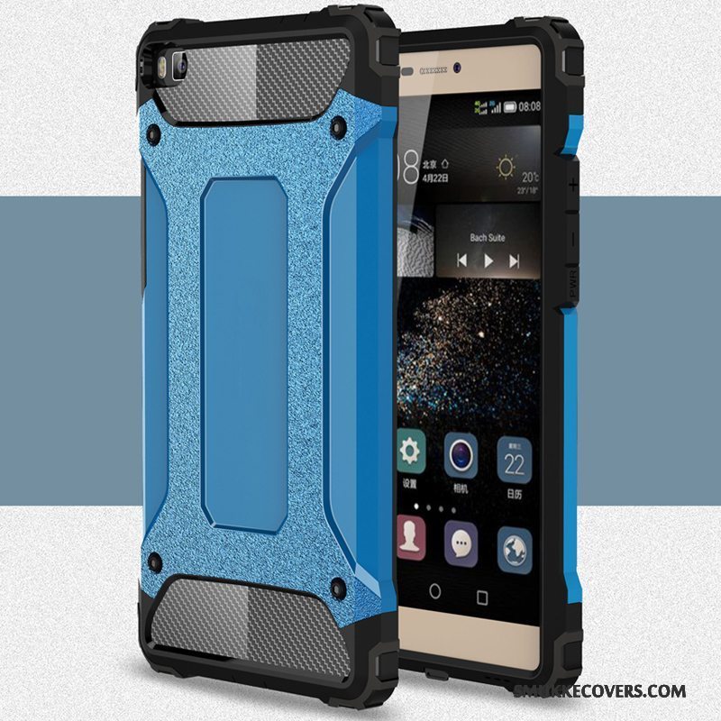 Etui Huawei P8 Metal Cyan Telefon, Cover Huawei P8 Beskyttelse Nubuck Høj