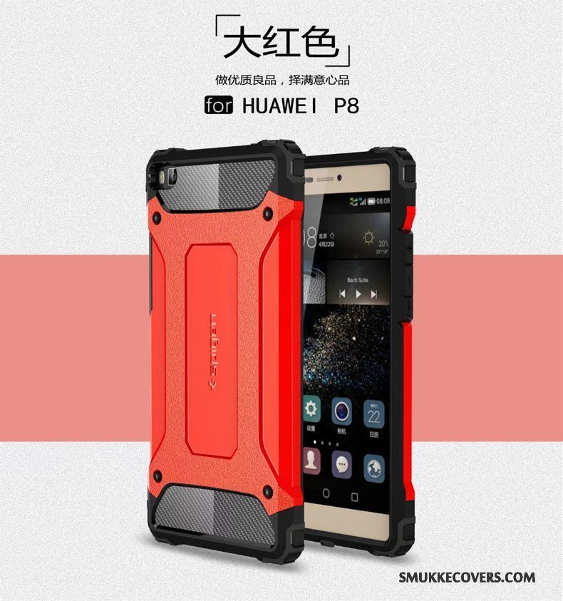 Etui Huawei P8 Tasker Gasbag Telefon, Cover Huawei P8 Silikone Rød Anti-fald