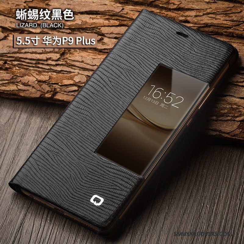 Etui Huawei P9 Beskyttelse Business Telefon, Cover Huawei P9 Læder Vækstdvale Sort
