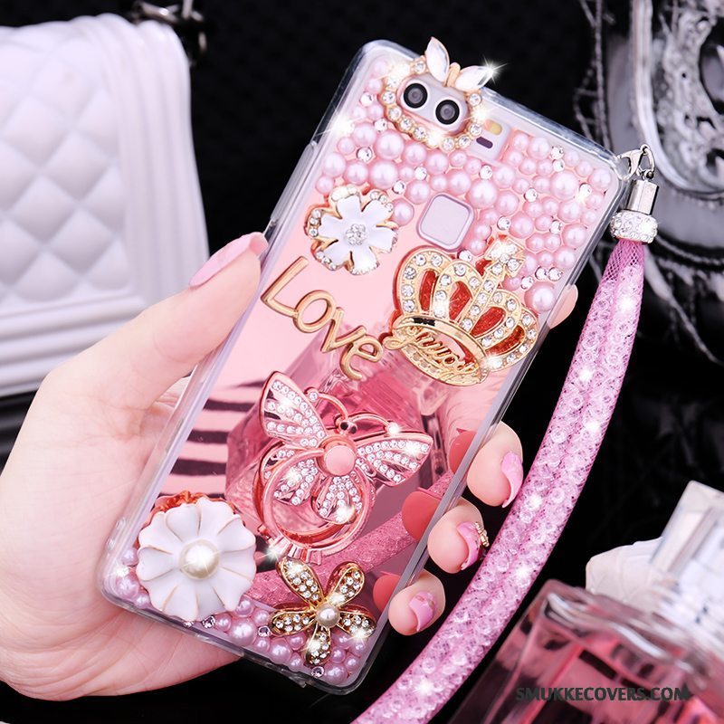 Etui Huawei P9 Beskyttelse Hængende Ornamenter Trend, Cover Huawei P9 Strass Guld Telefon