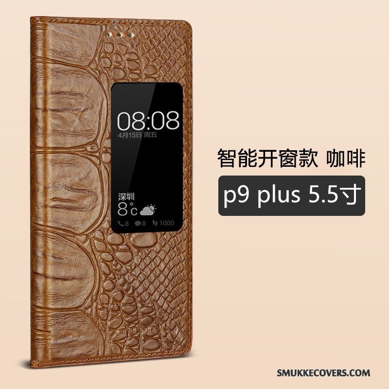 Etui Huawei P9 Beskyttelse Telefonsort, Cover Huawei P9 Læder Vækstdvale Anti-fald
