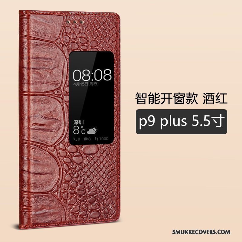 Etui Huawei P9 Beskyttelse Telefonsort, Cover Huawei P9 Læder Vækstdvale Anti-fald