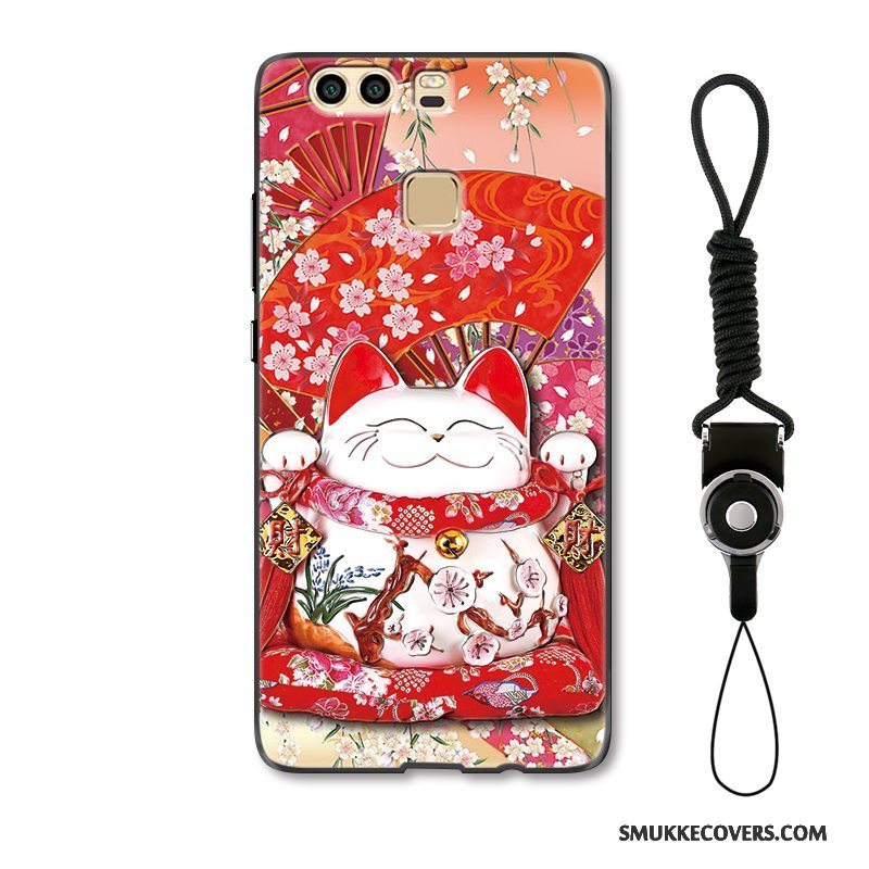 Etui Huawei P9 Kreativ Smuk Wealth, Cover Huawei P9 Relief Joyous Kat