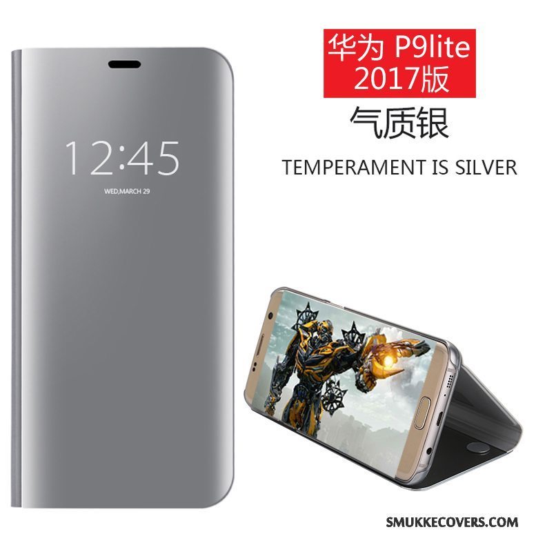 Etui Huawei P9 Lite Beskyttelse Spejl Mørkeblå, Cover Huawei P9 Lite Læder Anti-fald Ungdom