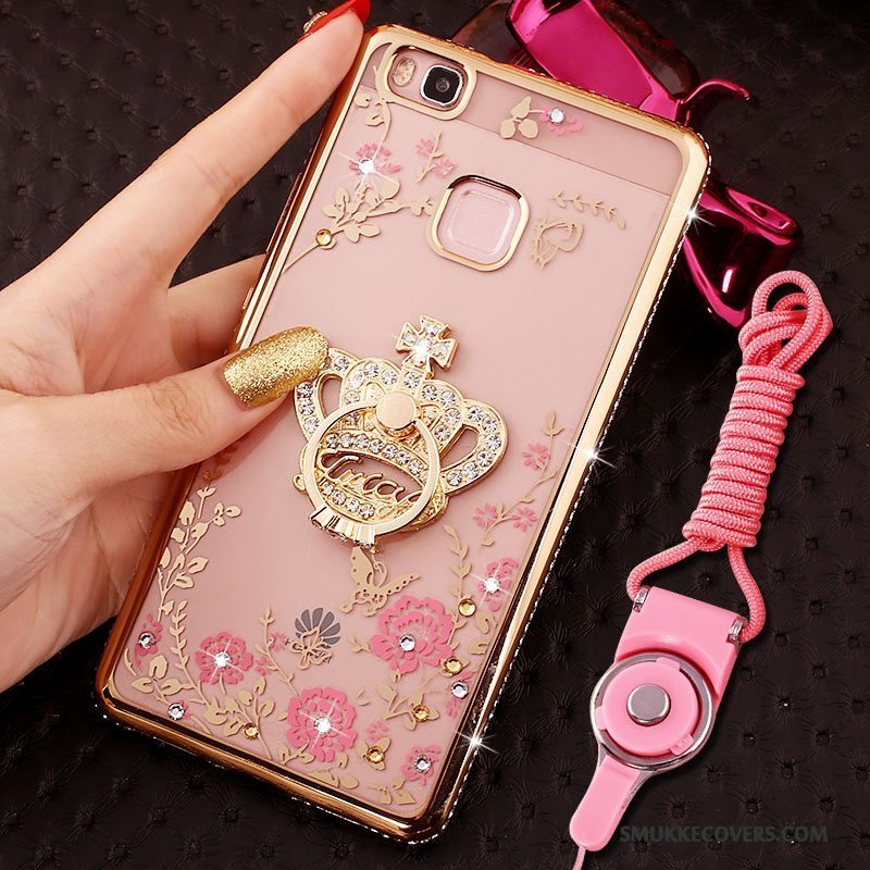 Etui Huawei P9 Lite Strass Ramme Telefon, Cover Huawei P9 Lite Beskyttelse Ungdom Lyserød