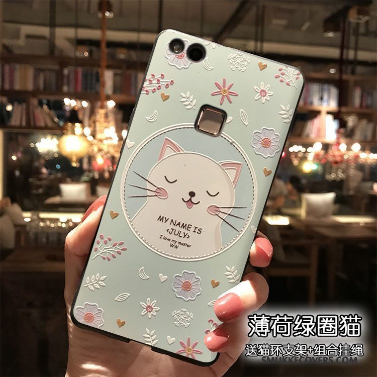 Etui Huawei P9 Lite Tasker Telefonlyseblå, Cover Huawei P9 Lite Cartoon Smuk
