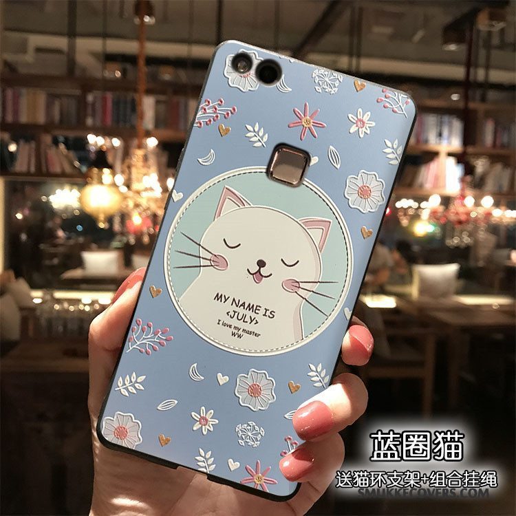 Etui Huawei P9 Lite Tasker Telefonlyseblå, Cover Huawei P9 Lite Cartoon Smuk