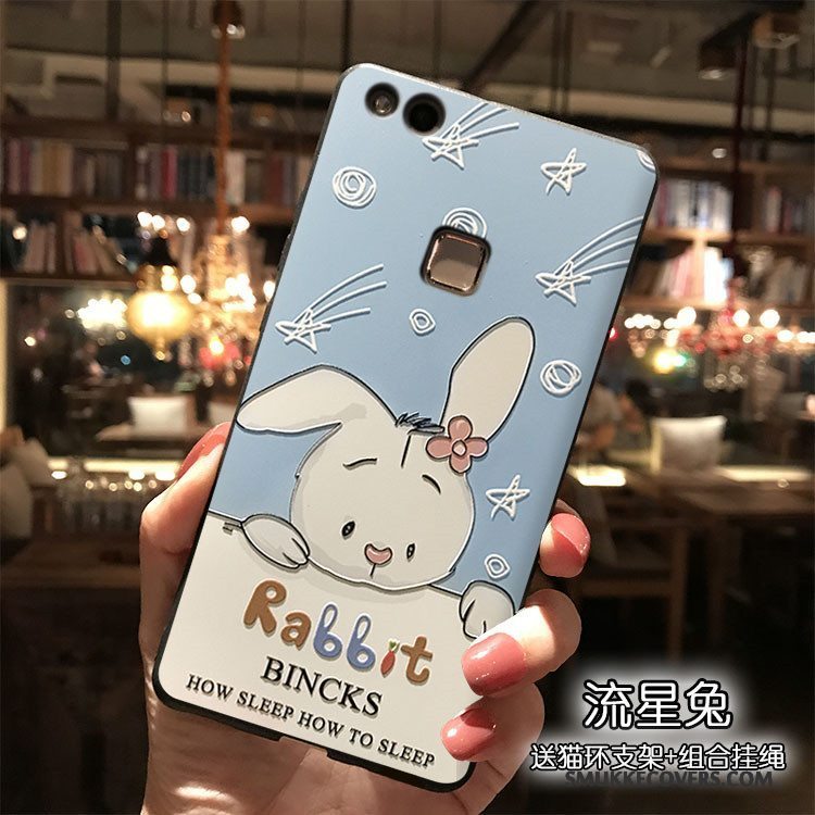 Etui Huawei P9 Lite Tasker Telefonlyseblå, Cover Huawei P9 Lite Cartoon Smuk