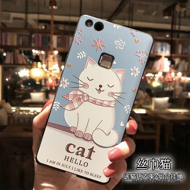 Etui Huawei P9 Lite Tasker Telefonlyseblå, Cover Huawei P9 Lite Cartoon Smuk