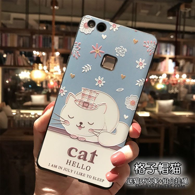 Etui Huawei P9 Lite Tasker Telefonlyseblå, Cover Huawei P9 Lite Cartoon Smuk