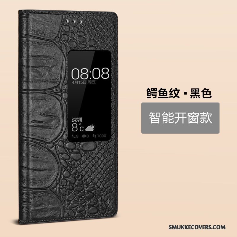 Etui Huawei P9 Læder Vækstdvale Sort, Cover Huawei P9 Beskyttelse Business Telefon