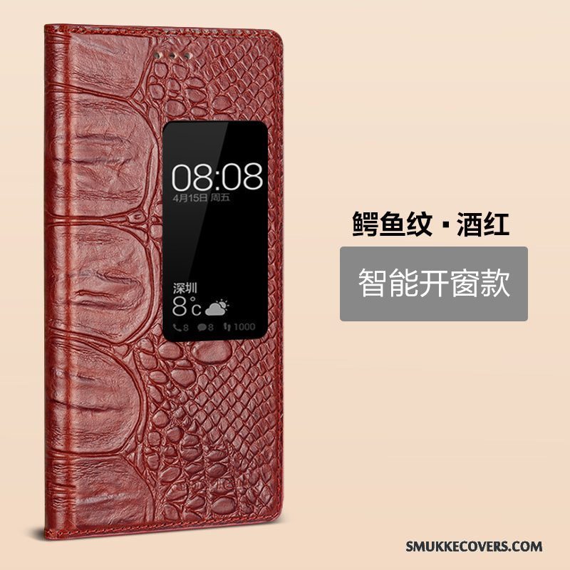 Etui Huawei P9 Læder Vækstdvale Sort, Cover Huawei P9 Beskyttelse Business Telefon
