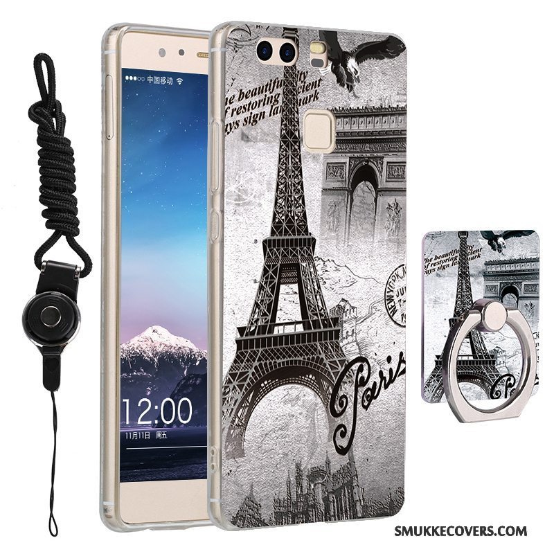 Etui Huawei P9 Malet Trend Anti-fald, Cover Huawei P9 Silikone Lilla Tynd