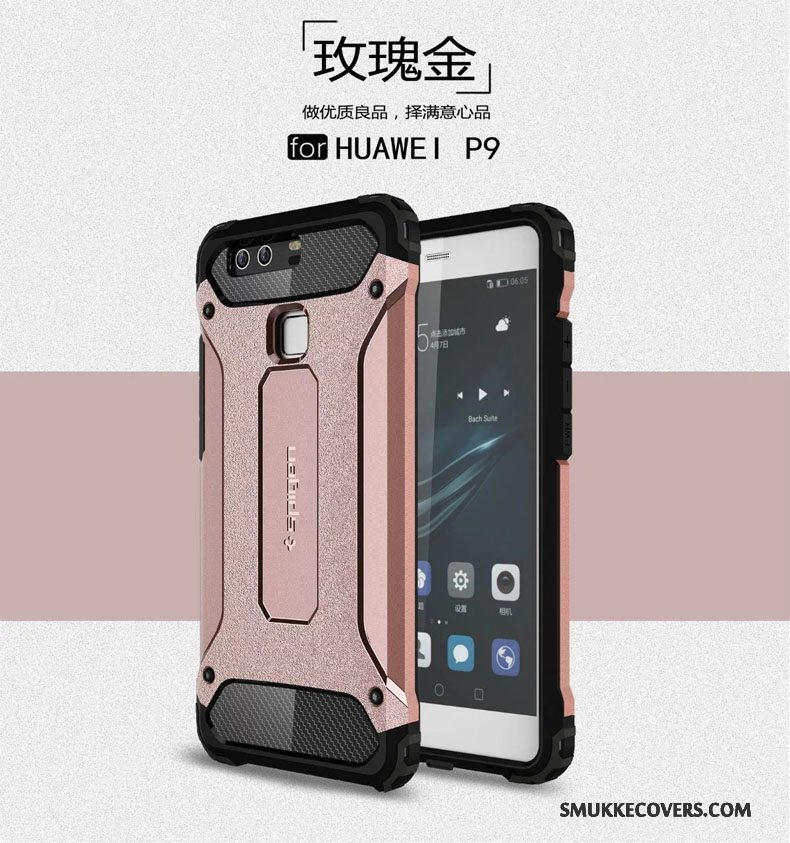 Etui Huawei P9 Metal Gasbag Anti-fald, Cover Huawei P9 Beskyttelse Tre Forsvar Sølv