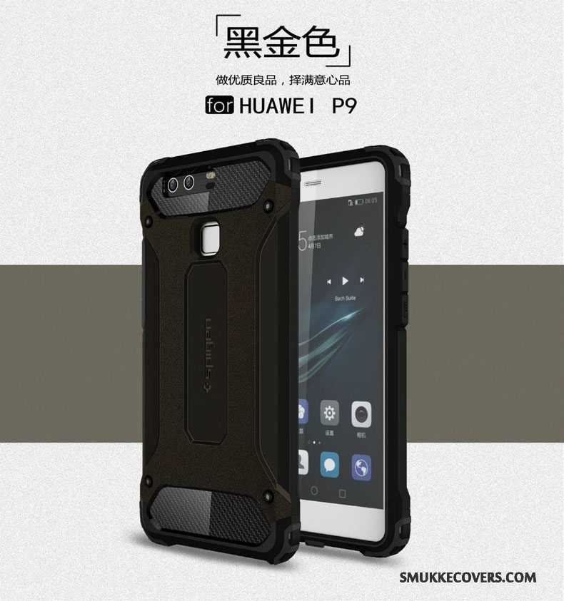 Etui Huawei P9 Metal Gasbag Anti-fald, Cover Huawei P9 Beskyttelse Tre Forsvar Sølv