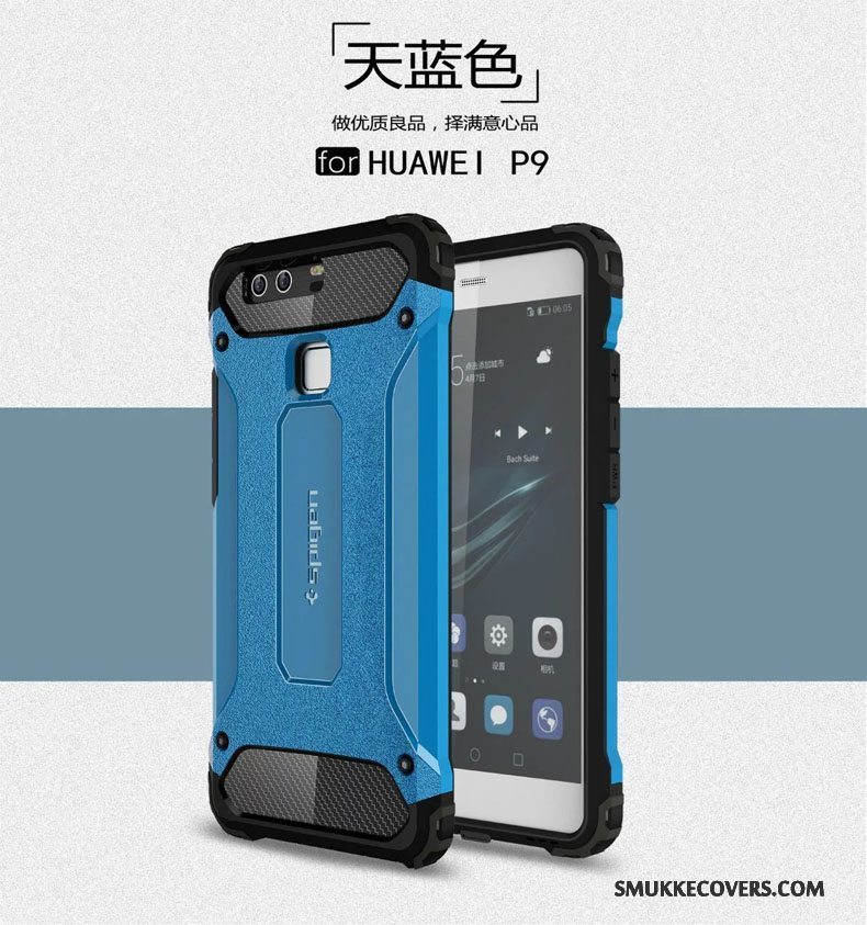 Etui Huawei P9 Metal Gasbag Anti-fald, Cover Huawei P9 Beskyttelse Tre Forsvar Sølv