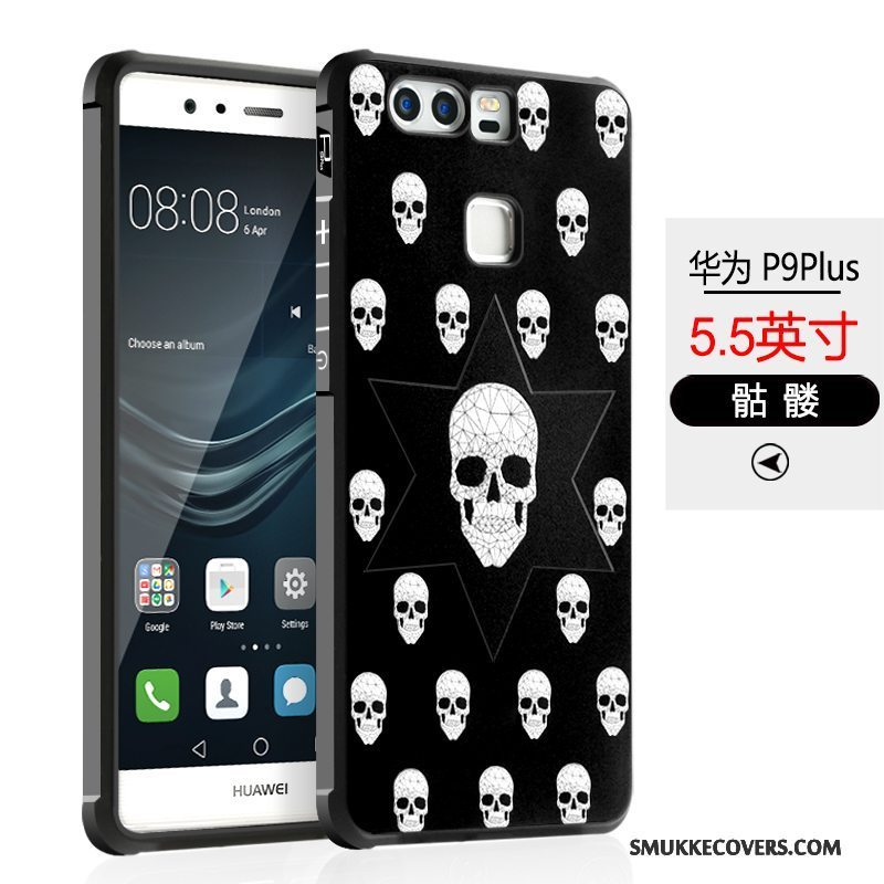 Etui Huawei P9 Plus Blød Sort Anti-fald, Cover Huawei P9 Plus Cartoon Nubuck Telefon