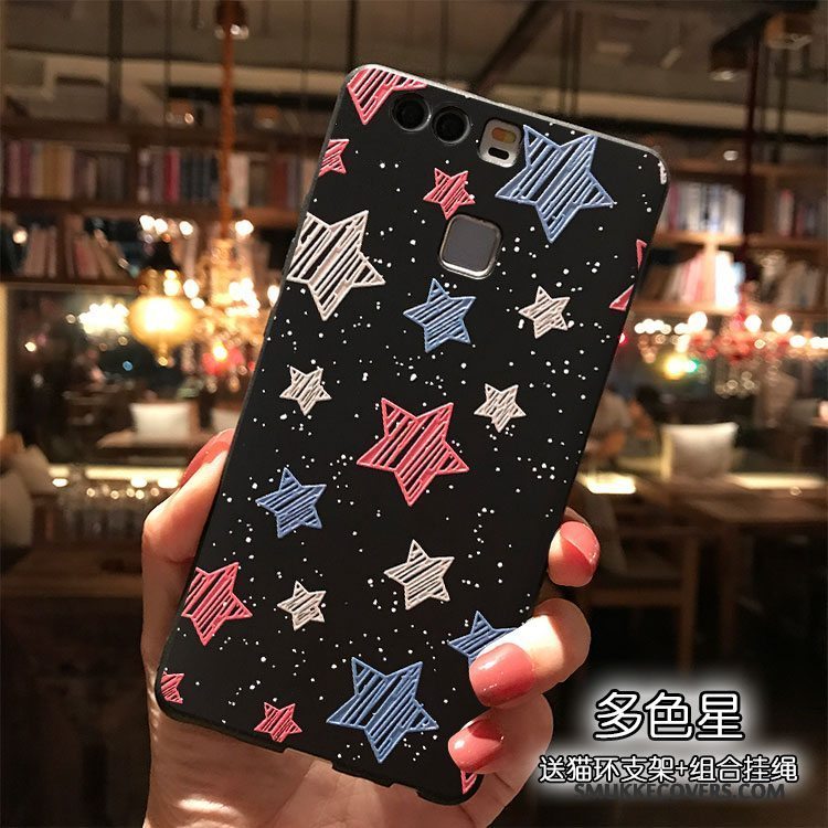 Etui Huawei P9 Plus Cartoon Af Personlighed Hængende Ornamenter, Cover Huawei P9 Plus Silikone Telefonsort