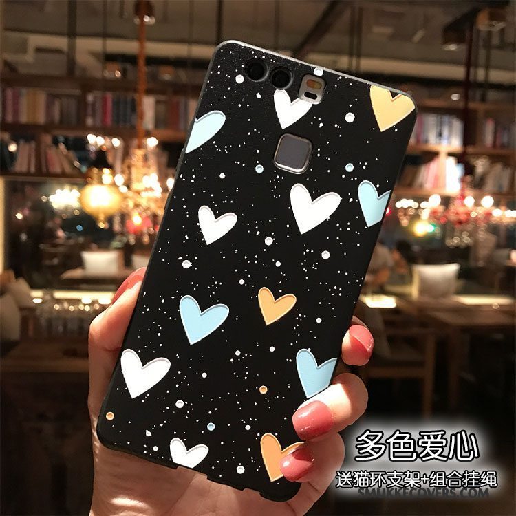 Etui Huawei P9 Plus Cartoon Af Personlighed Hængende Ornamenter, Cover Huawei P9 Plus Silikone Telefonsort