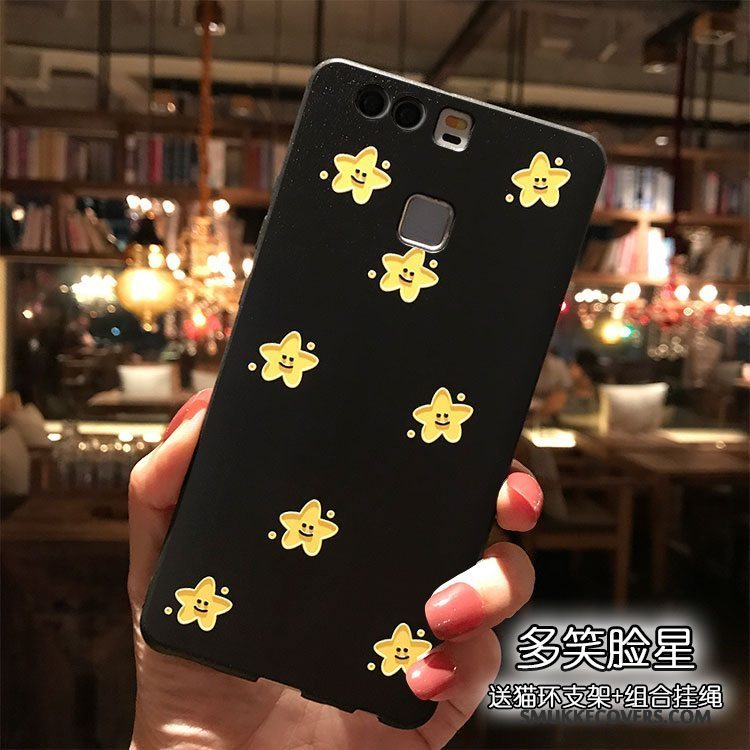 Etui Huawei P9 Plus Cartoon Af Personlighed Hængende Ornamenter, Cover Huawei P9 Plus Silikone Telefonsort