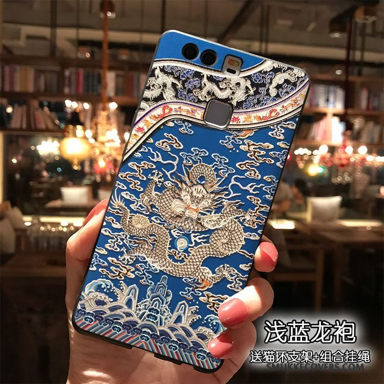 Etui Huawei P9 Plus Cartoon Rød Trend, Cover Huawei P9 Plus Silikone Hængende Ornamenter Gul