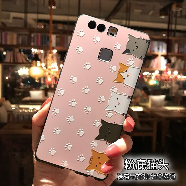 Etui Huawei P9 Plus Cartoon Trend Lyserød, Cover Huawei P9 Plus Silikone Hængende Ornamenter Telefon