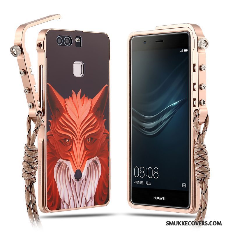 Etui Huawei P9 Plus Metal Anti-fald Rød, Cover Huawei P9 Plus Beskyttelse Af Personlighed Telefon