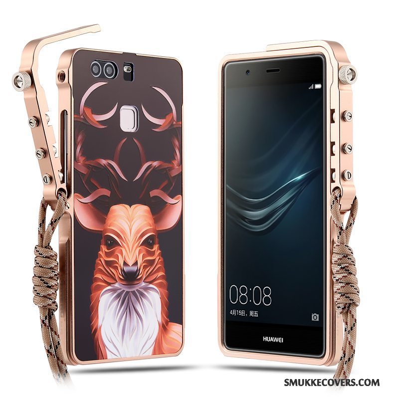 Etui Huawei P9 Plus Metal Anti-fald Rød, Cover Huawei P9 Plus Beskyttelse Af Personlighed Telefon