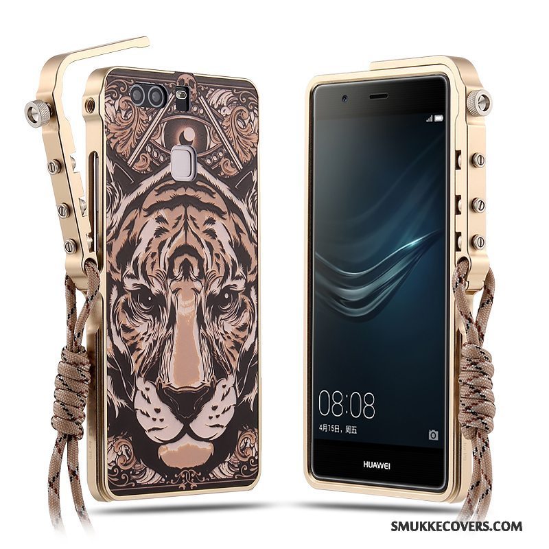 Etui Huawei P9 Plus Metal Anti-fald Rød, Cover Huawei P9 Plus Beskyttelse Af Personlighed Telefon