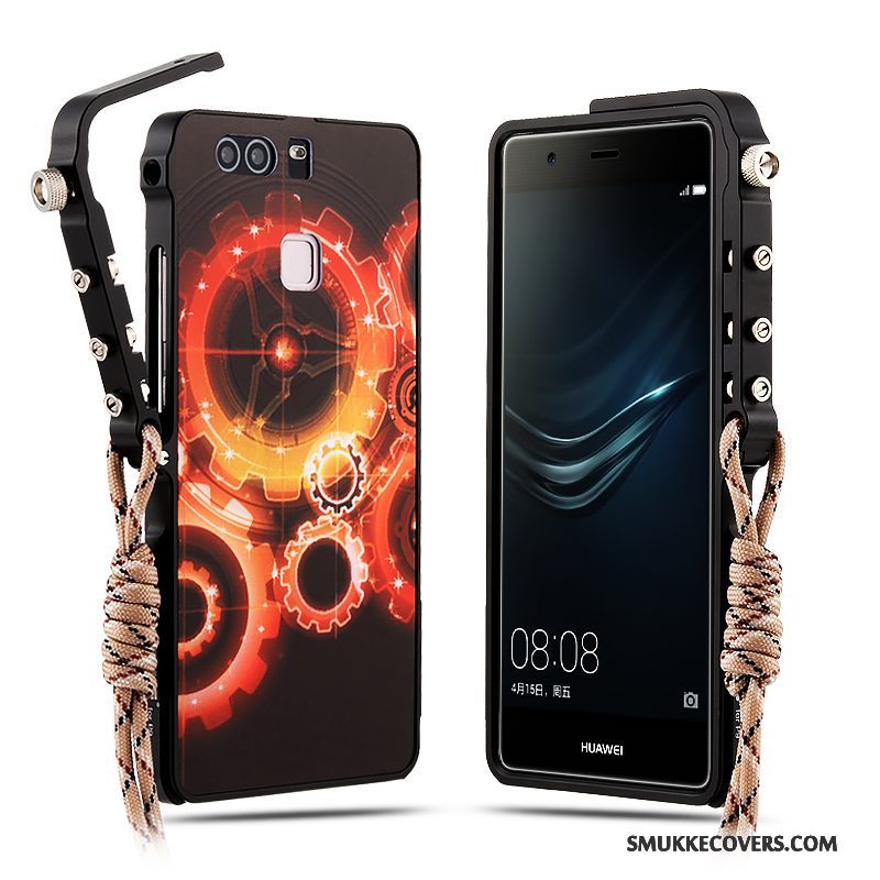 Etui Huawei P9 Plus Metal Anti-fald Rød, Cover Huawei P9 Plus Beskyttelse Af Personlighed Telefon