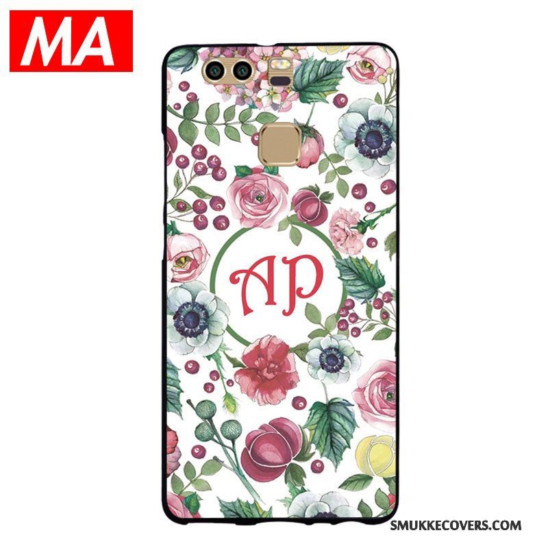 Etui Huawei P9 Plus Mode Blomster Telefon, Cover Huawei P9 Plus Kreativ Af Personlighed Sort