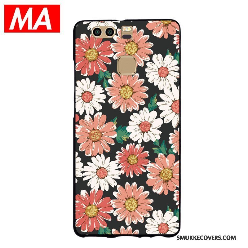 Etui Huawei P9 Plus Mode Blomster Telefon, Cover Huawei P9 Plus Kreativ Af Personlighed Sort