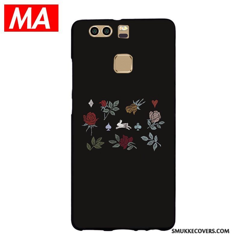 Etui Huawei P9 Plus Mode Blomster Telefon, Cover Huawei P9 Plus Kreativ Af Personlighed Sort