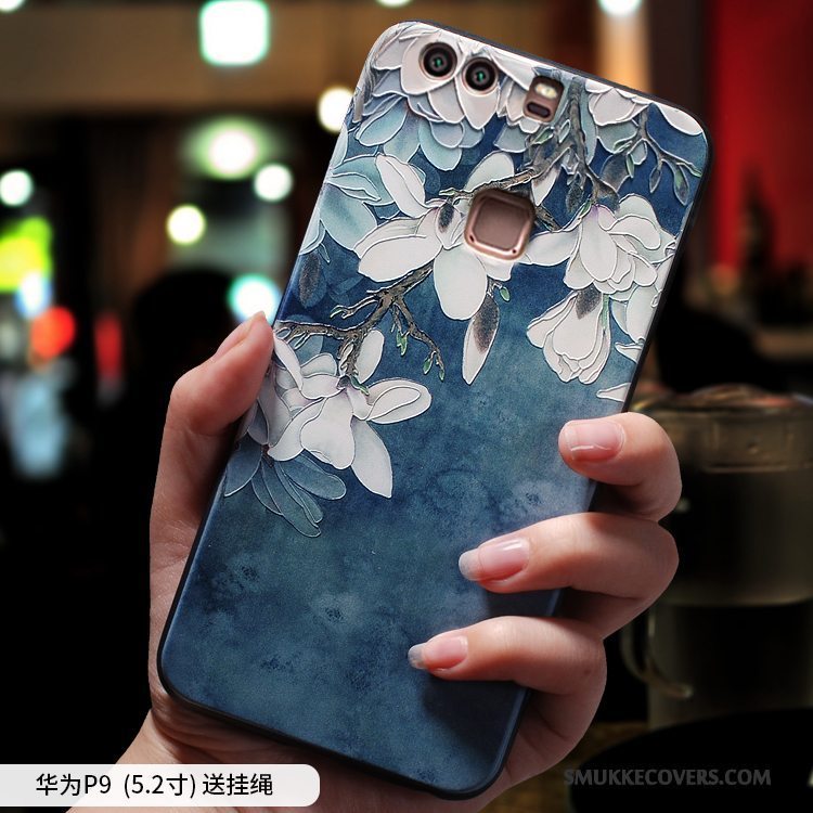 Etui Huawei P9 Plus Silikone Hængende Ornamenter Kinesisk Stil, Cover Huawei P9 Plus Tasker Blå Telefon