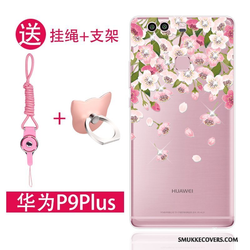 Etui Huawei P9 Plus Silikone Hængende Ornamenter Lyserød, Cover Huawei P9 Plus Tasker Trend Gennemsigtig