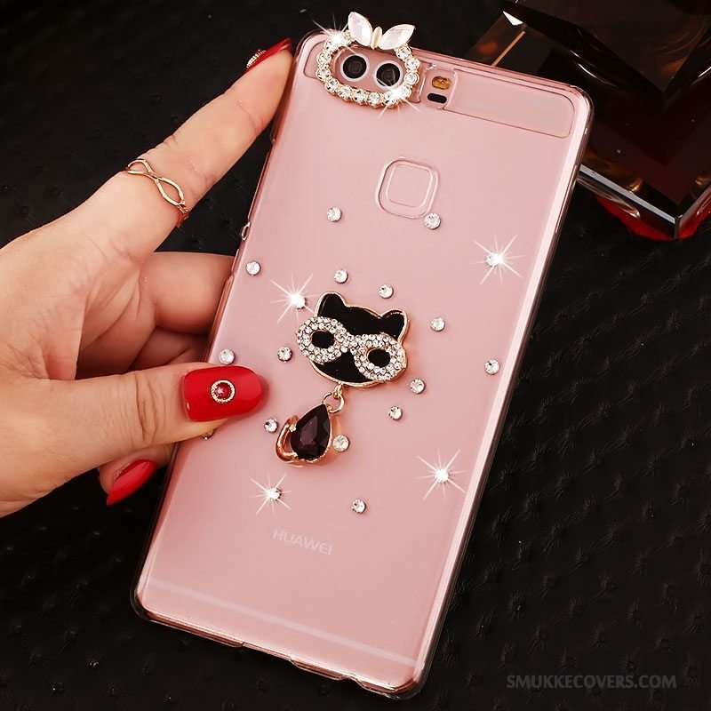 Etui Huawei P9 Plus Strass Hård Telefon, Cover Huawei P9 Plus Beskyttelse Lyserød Pu