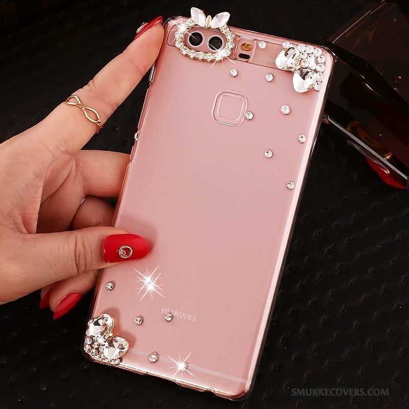 Etui Huawei P9 Plus Strass Hård Telefon, Cover Huawei P9 Plus Beskyttelse Lyserød Pu