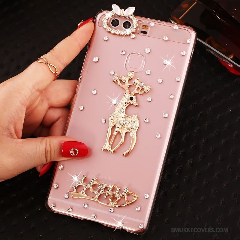 Etui Huawei P9 Plus Strass Hård Telefon, Cover Huawei P9 Plus Beskyttelse Lyserød Pu