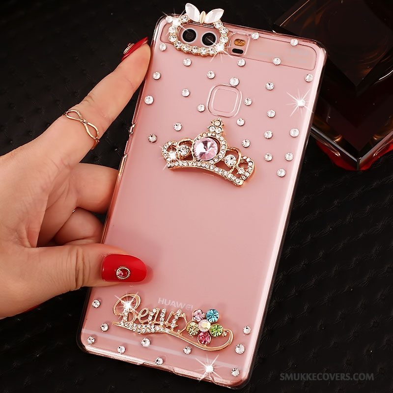 Etui Huawei P9 Plus Strass Hård Telefon, Cover Huawei P9 Plus Beskyttelse Lyserød Pu