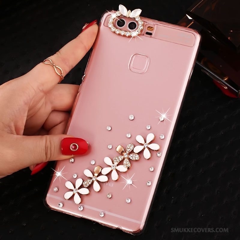 Etui Huawei P9 Plus Strass Hård Telefon, Cover Huawei P9 Plus Beskyttelse Lyserød Pu