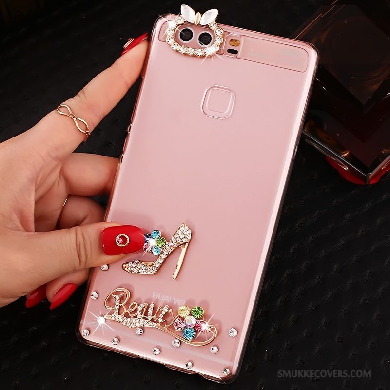 Etui Huawei P9 Plus Strass Hård Telefon, Cover Huawei P9 Plus Beskyttelse Lyserød Pu