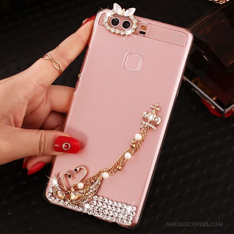 Etui Huawei P9 Plus Strass Hård Telefon, Cover Huawei P9 Plus Beskyttelse Lyserød Pu