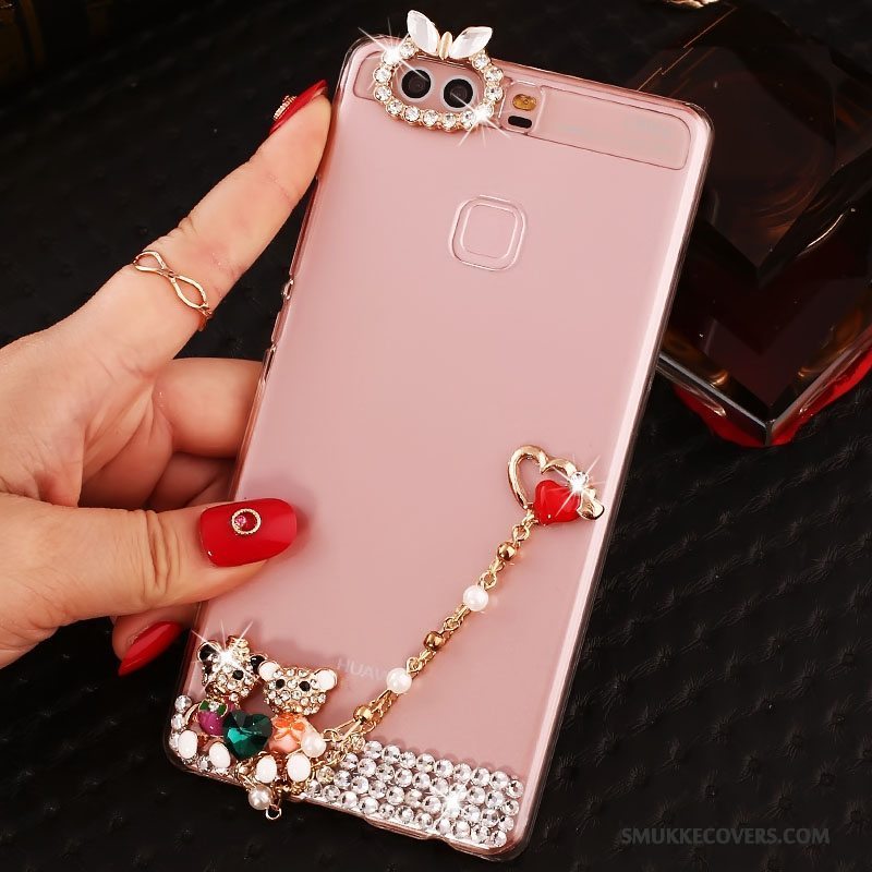 Etui Huawei P9 Plus Strass Hård Telefon, Cover Huawei P9 Plus Beskyttelse Lyserød Pu