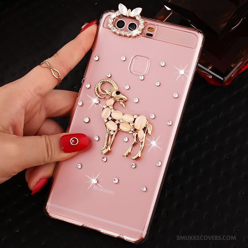 Etui Huawei P9 Plus Strass Hård Telefon, Cover Huawei P9 Plus Beskyttelse Lyserød Pu